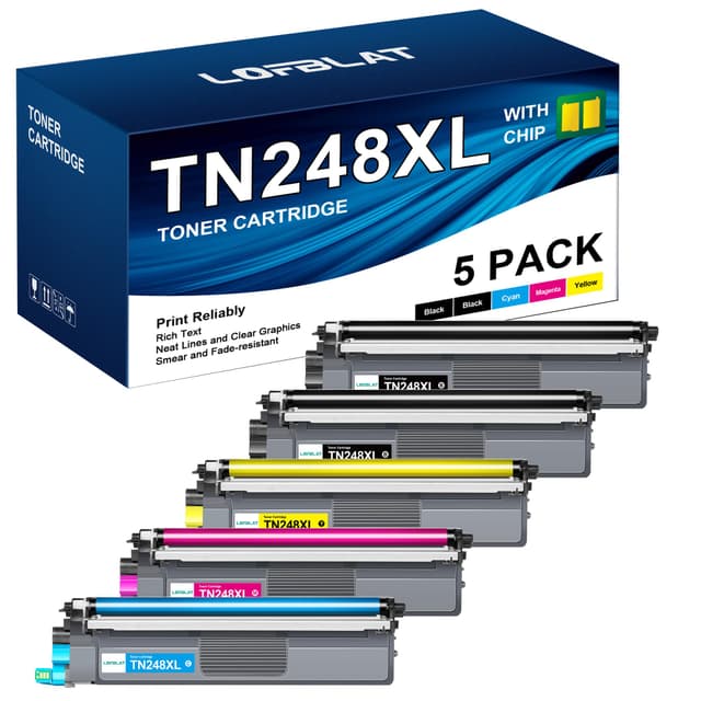 LOFBLAT TN248 TN248XL TN-248CMYK TN-248VAL Ersatz für Brother TN-248 TN248 Toner TN-248XL für Brother MFC-L3760CDW Toner MFC-L3740CDW MFC-L3740CDWE DCP-L3560CDW L8390CDW DCP-L3520CDW L3520CDWE,5 Pack 🖨️