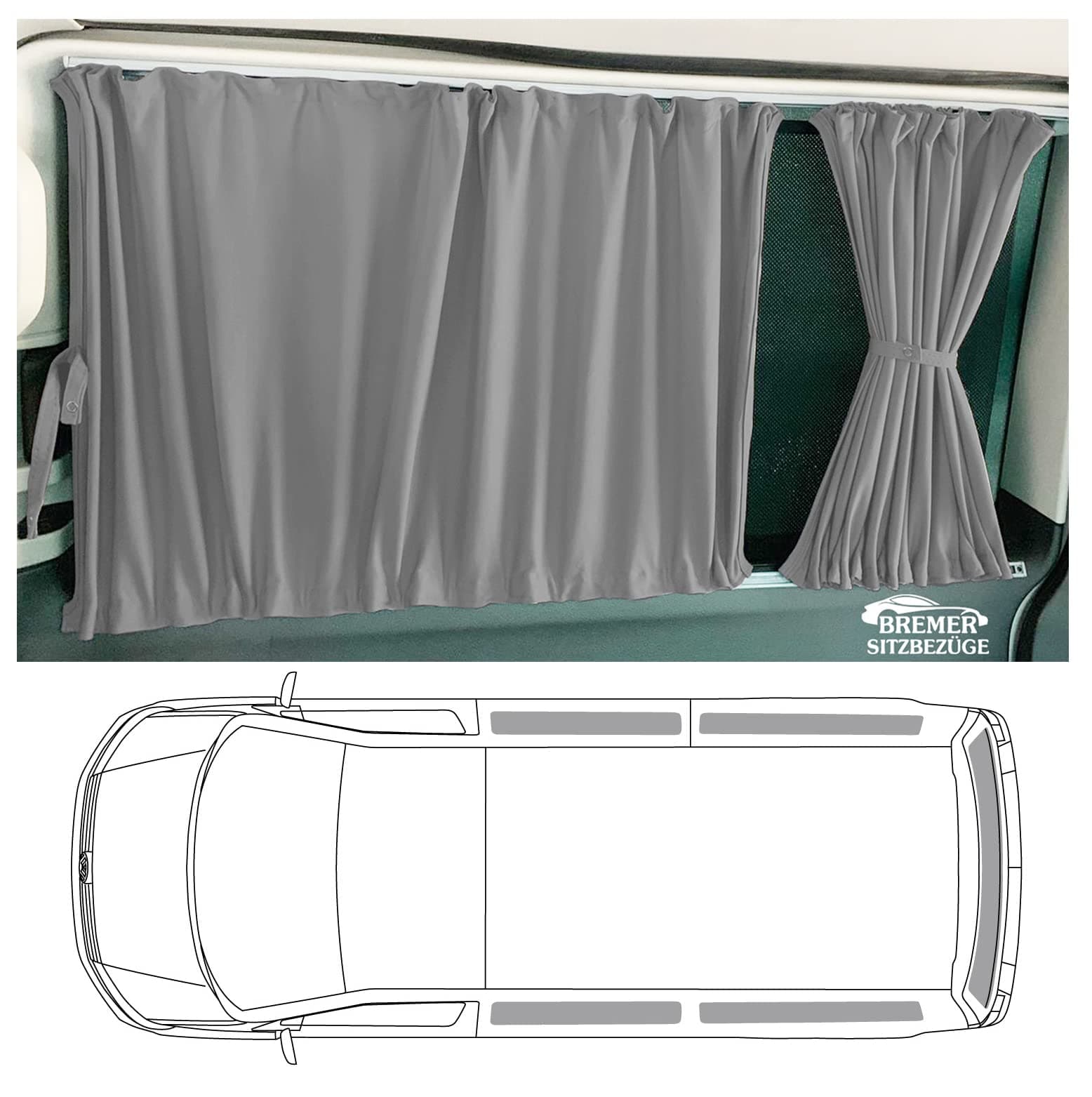 🚐 BREMER SITZBEZÜGE Maß Gardinen Vorhänge Sonnenschutz für VW T4 Transporter 🌞🏕️