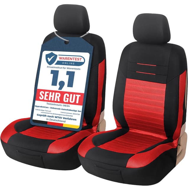 Upgrade4cars Autositzbezüge Vordersitze Set 🚗🔴⚫️ | Autoschonbezüge Universal