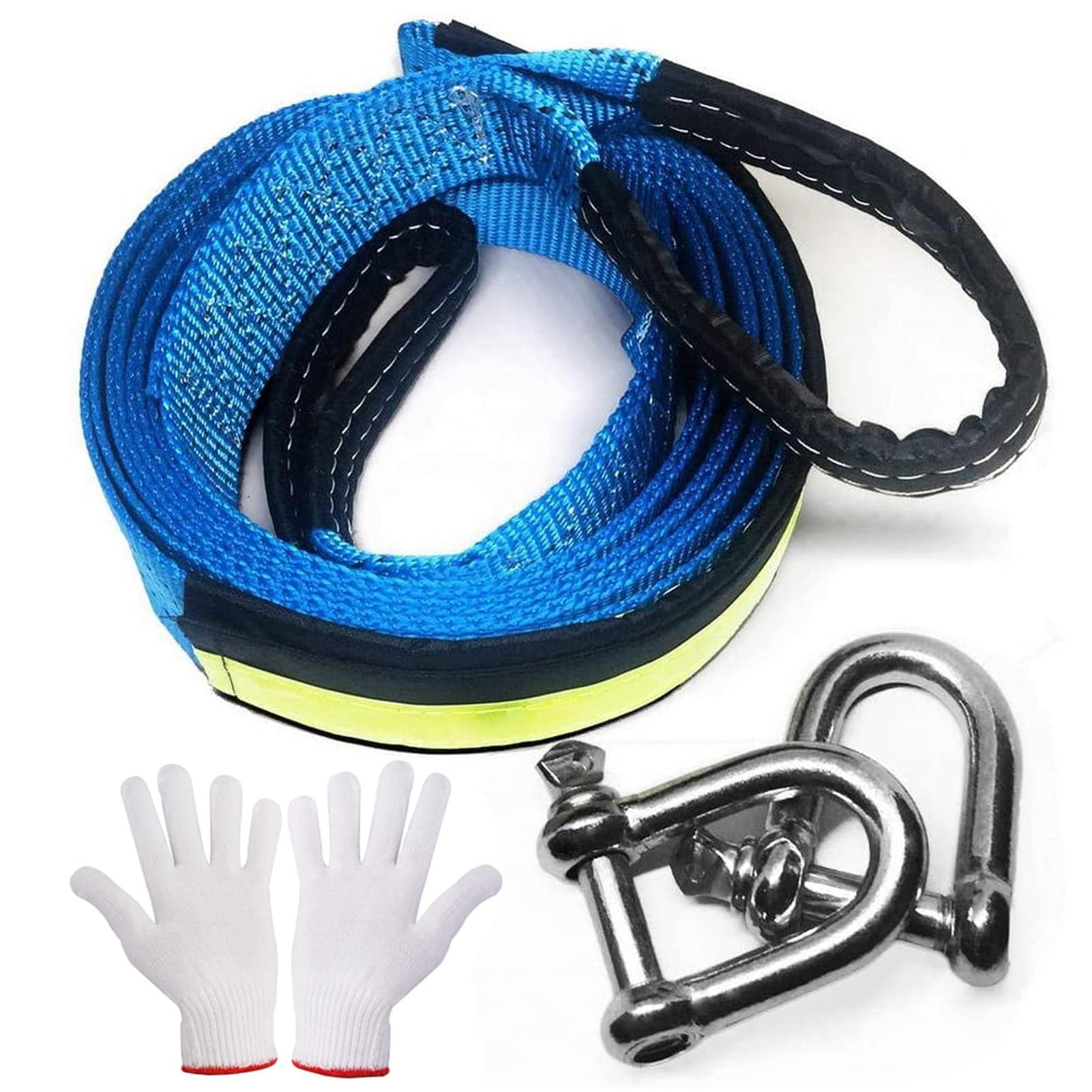 🚗🔗 MAIKEHIGH Abschleppseil 5 cm x 5 m, 17,600 lbs (8 Tonnen) Recovery Tow Strap Kit 🛠️