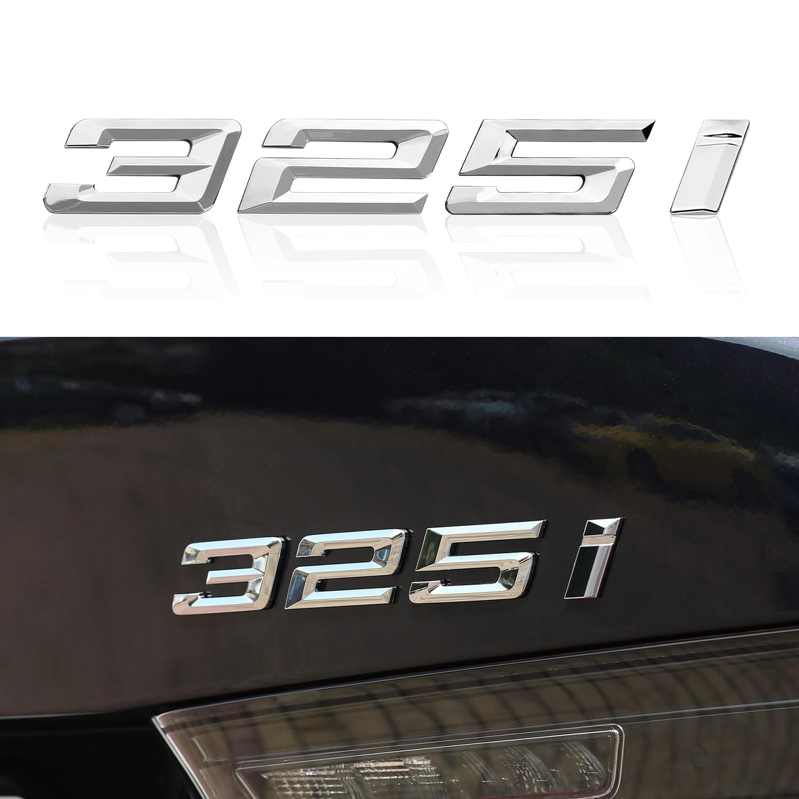 🚗 Mattschwarz Auto Nummer Anzahl Buchstaben Wort Kofferraum Embleme ABS Abzeichen Aufkleber Brief Stamm Deckel Kompatibel mit BMW 3er 325i Dekoration Zubehör (weiß) 325i weiß
