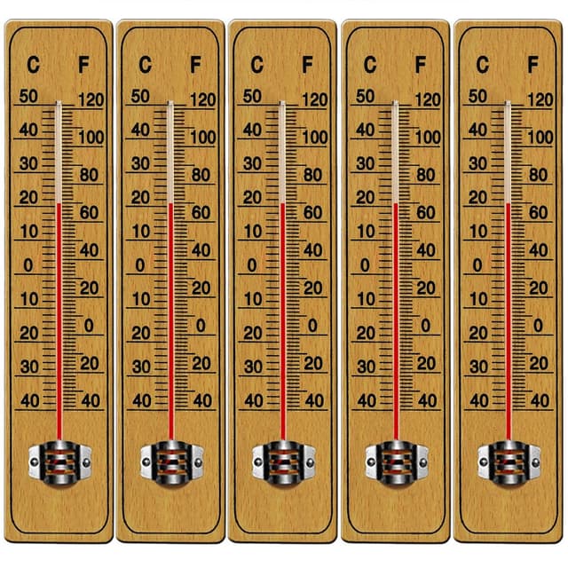 DEUBA® 5x Garten Thermometer Set 🌡️🌳 - Holz Analog Außenthermometer