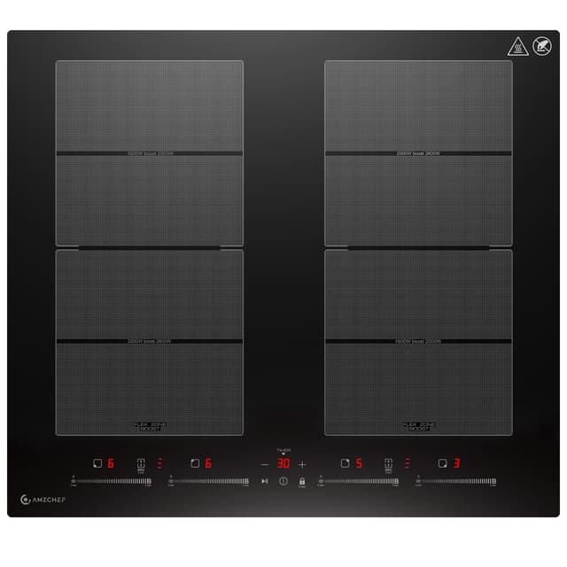 🔥 AMZCHEF Induktionskochfeld 60cm mit 2 Flexzonen - BBQ Funktion & Pausenfunktion