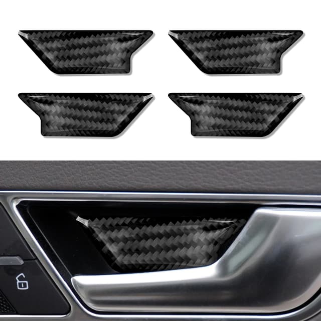 🚗 4PCS AutoTürgriff Aufkleber Zentralsteuerung Trim Cover Kohlefaser Decals Kompatibel mit Audi A6 C6 (2005-2011) / S6 C6 (2006-2010) / RS6 C6 (2008-2010) Interieur Zubehör (schwarz)