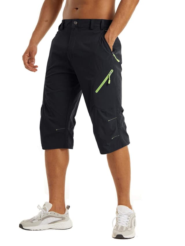 🌟 KEFITEVD Herren 3/4 Outdoor Hose 34 Schwarz 🌿🏞️
