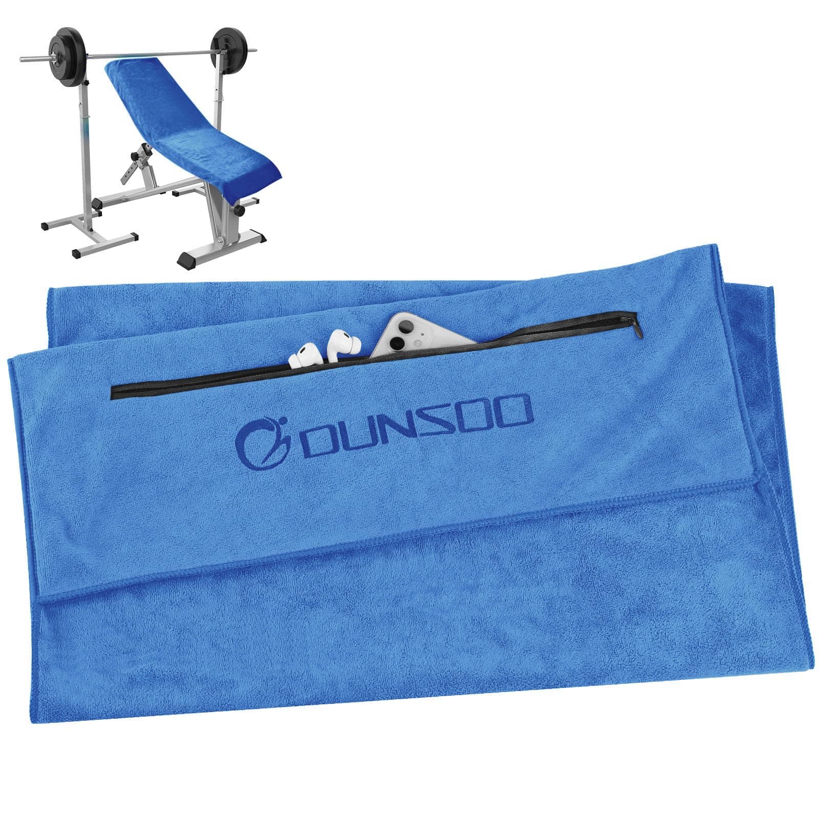 🏋️‍♂️ DUNSOO Fitness Handtuch 120x50cm mit Reißverschlusstasche 🏃‍♂️