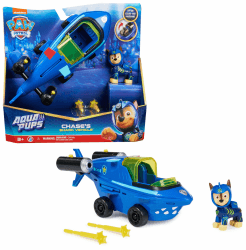 PAW Patrol Aqua Pups - Basis Fahrzeug Spielzeugauto im Hai-Design mit Chase Welpenfigur 🐾🦈