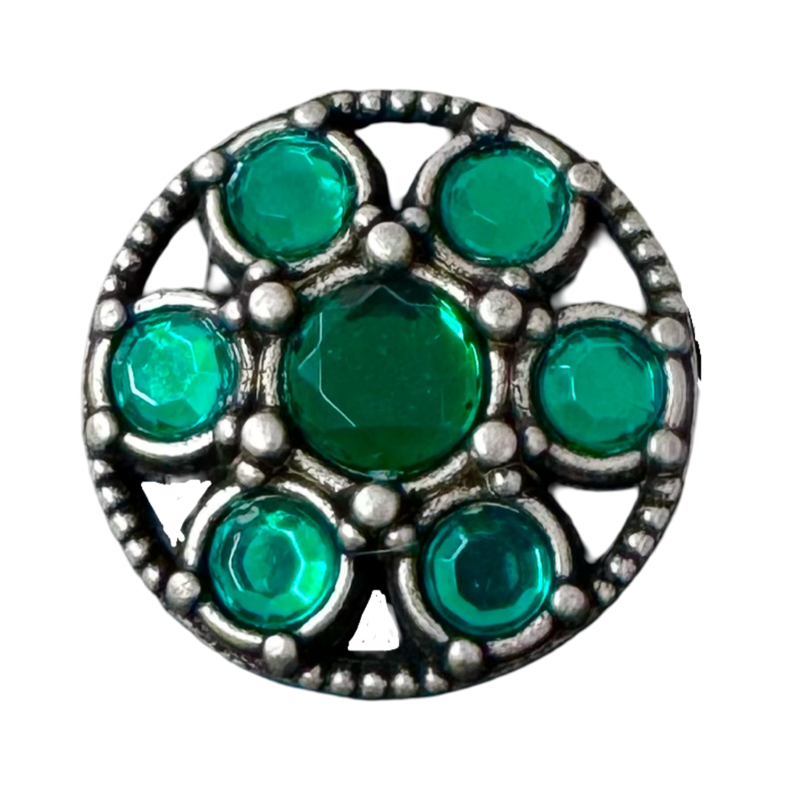 🌟 Auffällige Altsilber Metall Knöpfe mit grün Strass Stein Kunststoff Glitzer 22mm (5 Stück) 🌟