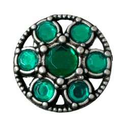 🌟 Auffällige Altsilber Metall Knöpfe mit grün Strass Stein Kunststoff Glitzer 22mm (5 Stück) 🌟