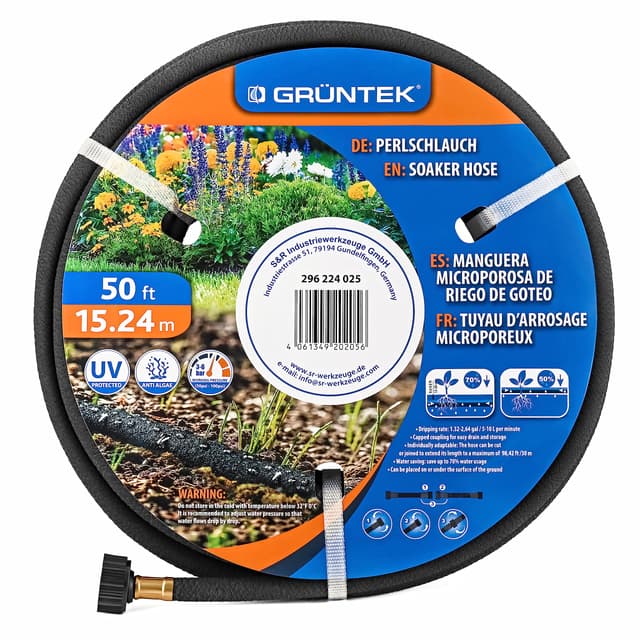 GRÜNTEK Tropfschlauch Set 15,24m 💦 - 70% wassersparender Perl-Regner
