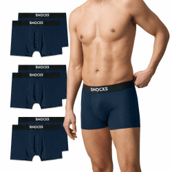 Angebot: Snocks Boxershorts Herren Bio Baumwolle (6er Pack) Unterhosen Herren ohne einschneidenden Gummibund (Gr. S - 4XL) 6x Blau XXL 😎🩲