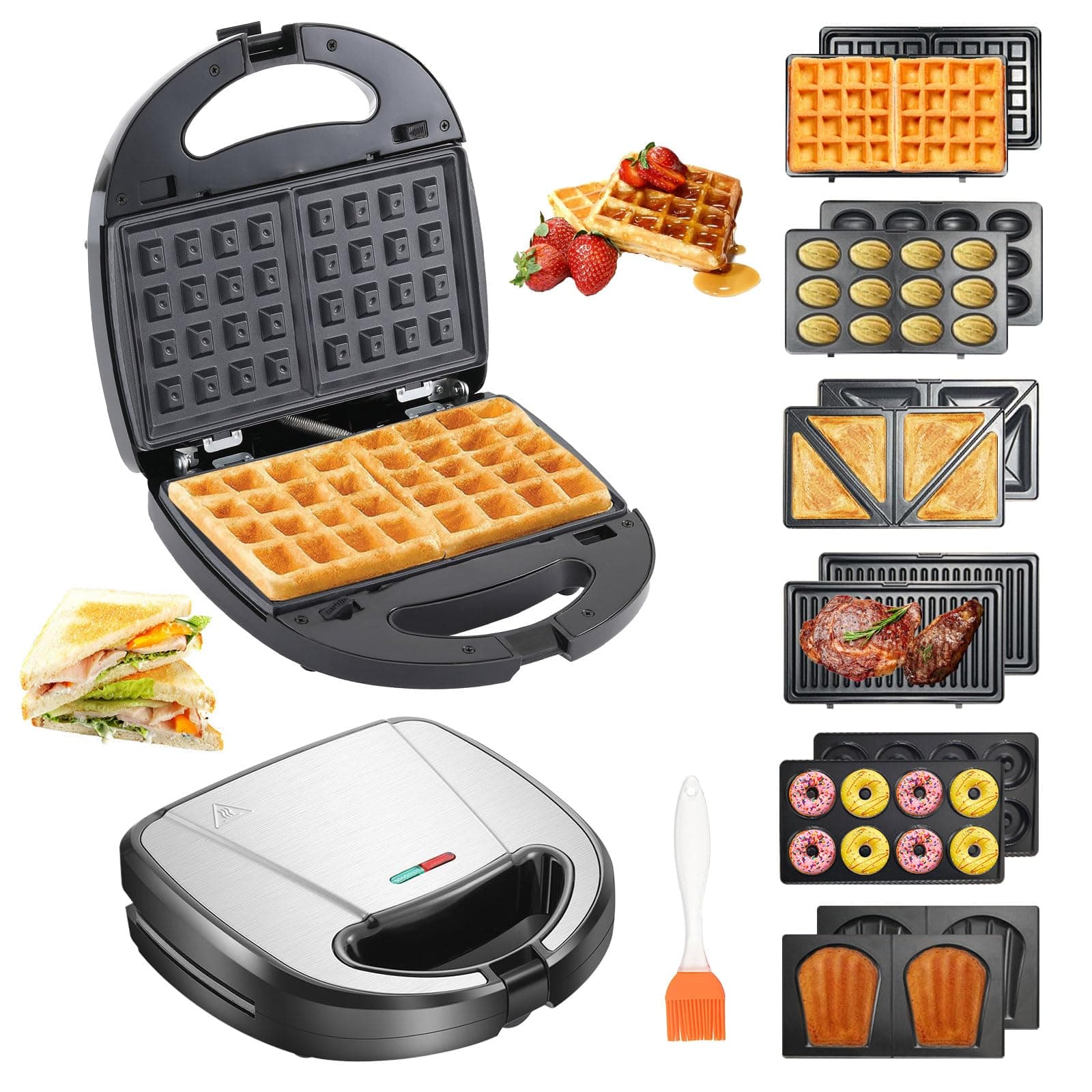 🥪🥞🍳 OKYUK 750W Sandwichmaker mit 6 wechselbaren Platten - Deal!
