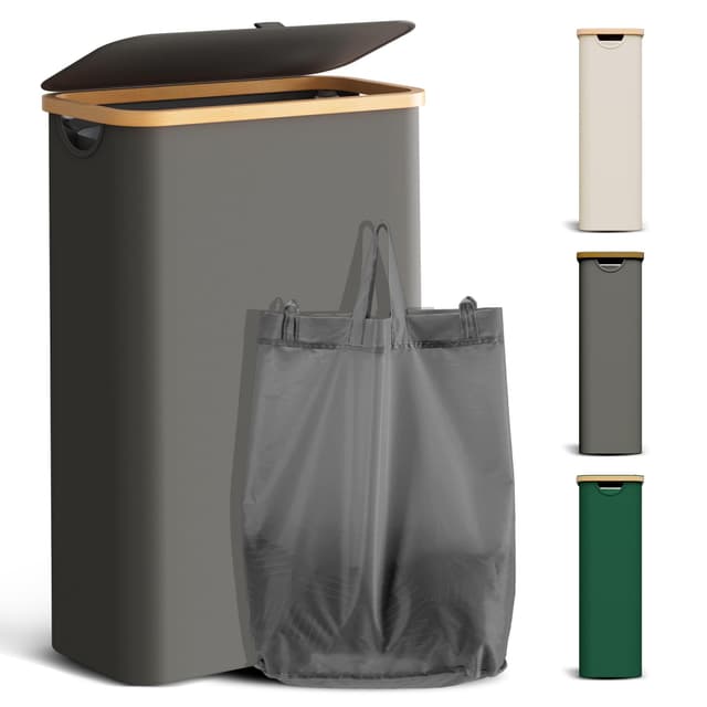 🌟 YOUDENOVA Wäschekorb mit Deckel 48L Wäschesammler 🧺
