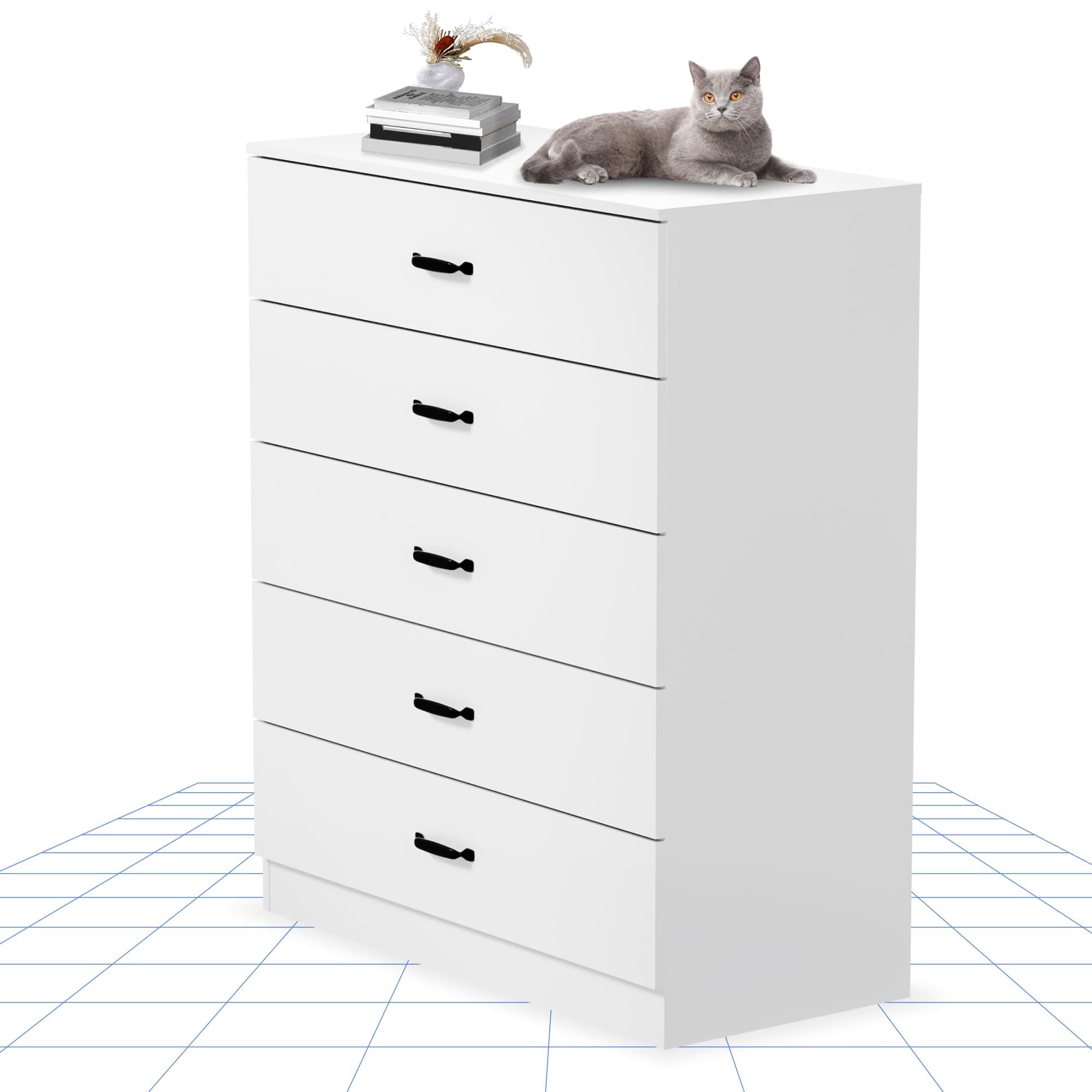 🌟 FLEXISPOT Kommode mit 5 Schubladen 36 x 75 x 90 cm 🌟