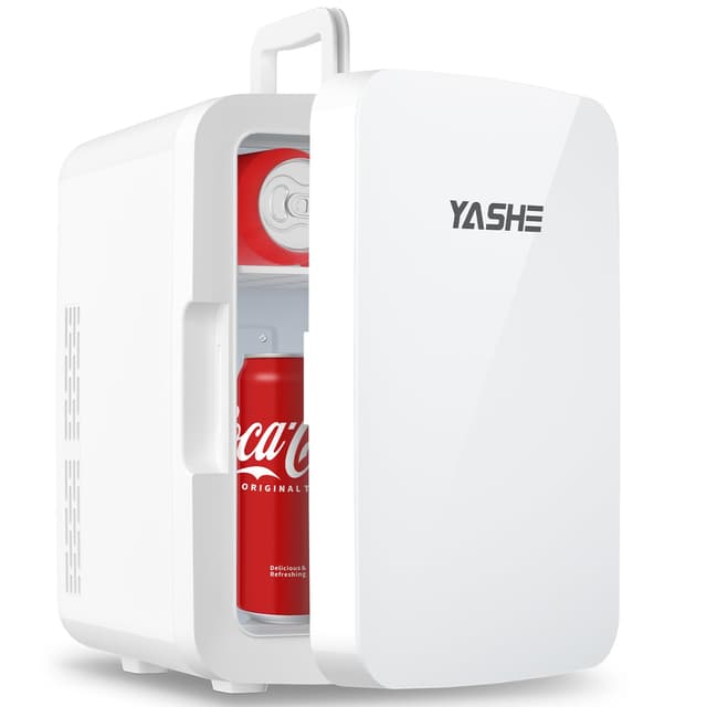 🌟 Superangebot! YASHE Mini-Kühlschrank, 10 Liter/12 Dosen, AC/DC-Thermoelektrik-Kühler und -Wärmer, White