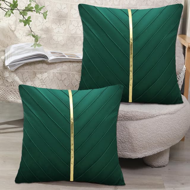 🌟 XIEJINJIA 2er Set Samt Kissenbezug mit Gold Leder Kissenhülle 🌟