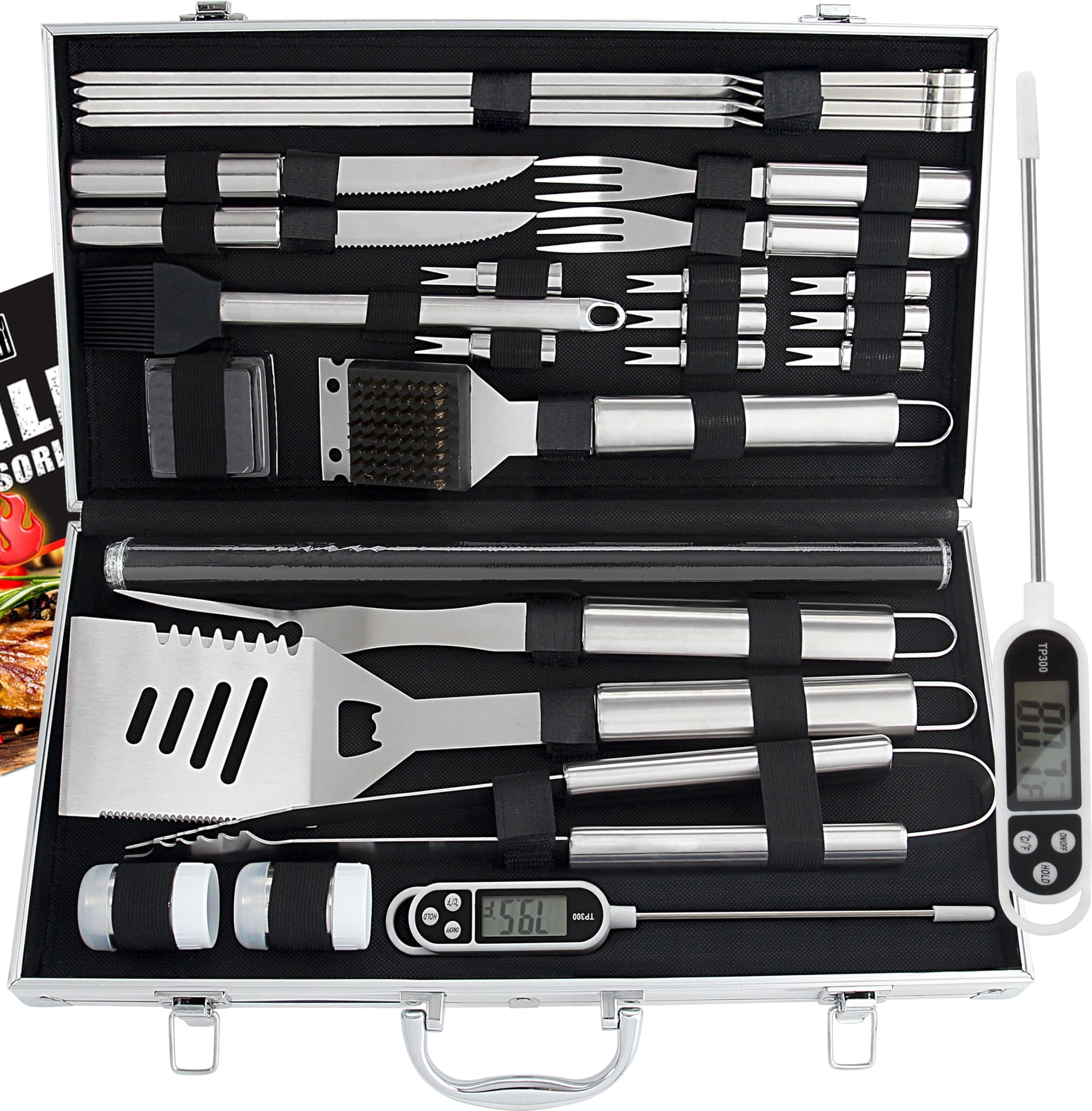 🔥 28-teiliges Grillzubehör Set für Männer 🍖 Premium Edelstahl Grillkoffer