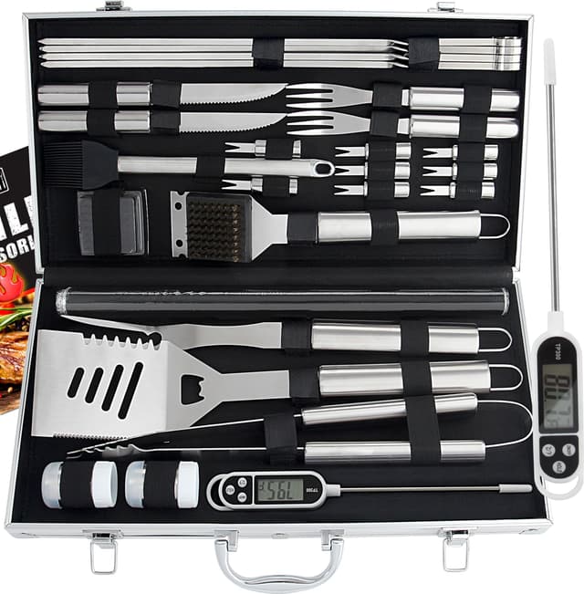 🔥 28-teiliges Grillzubehör Set für Männer 🍖 Premium Edelstahl Grillkoffer