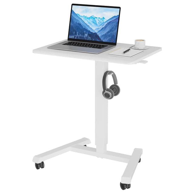 🌟 BONTEC 65×45cm Stehpult Höhenverstellbarer Stehtisch mit 4 Rollen, Steh-Sitz Schreibtisch mit Rädern, Überbett-Tisch für Wohnzimmer 🌟
