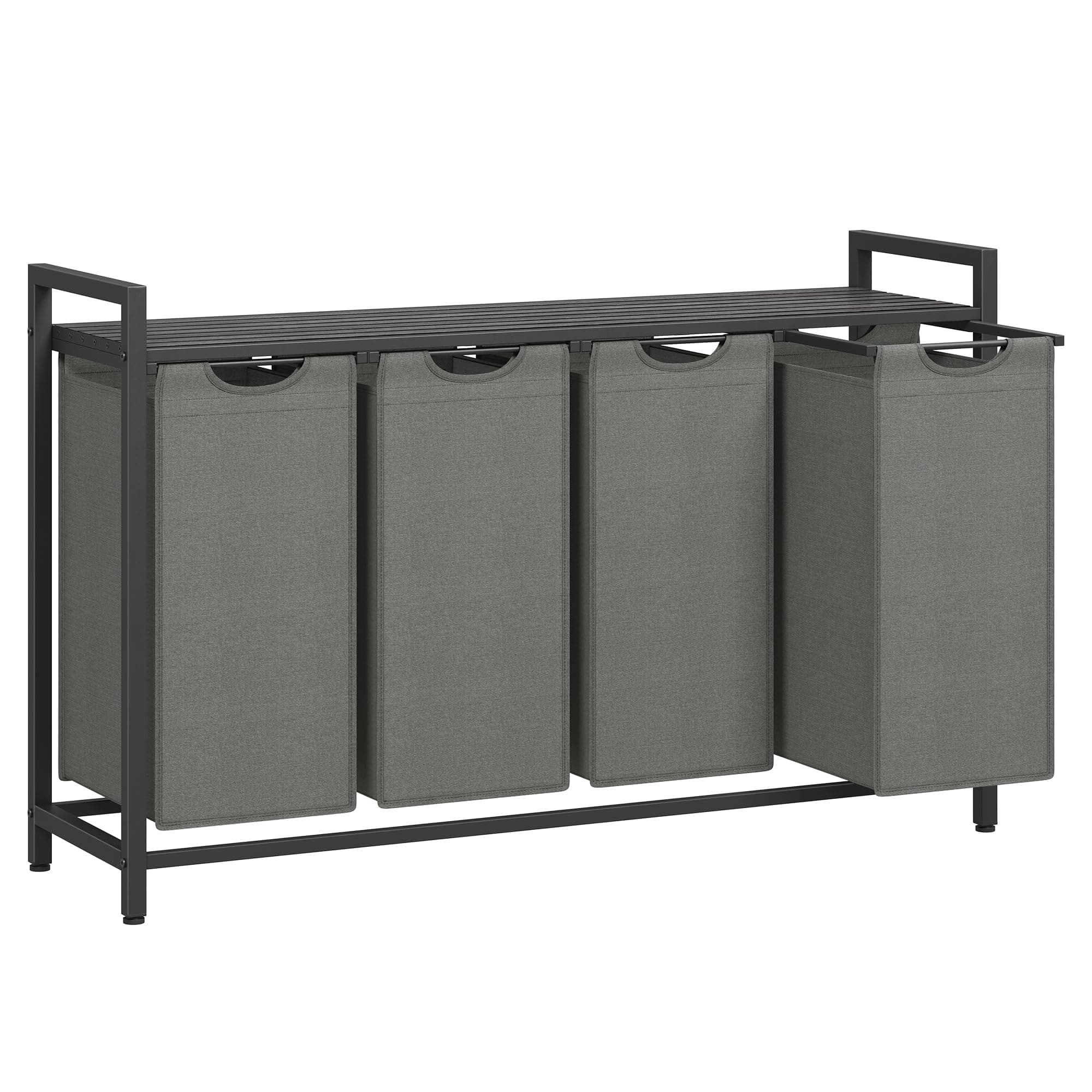 VASAGLE Wäschekorb 4 Fächer, 160 L Schwarz + Grau BLH401G01