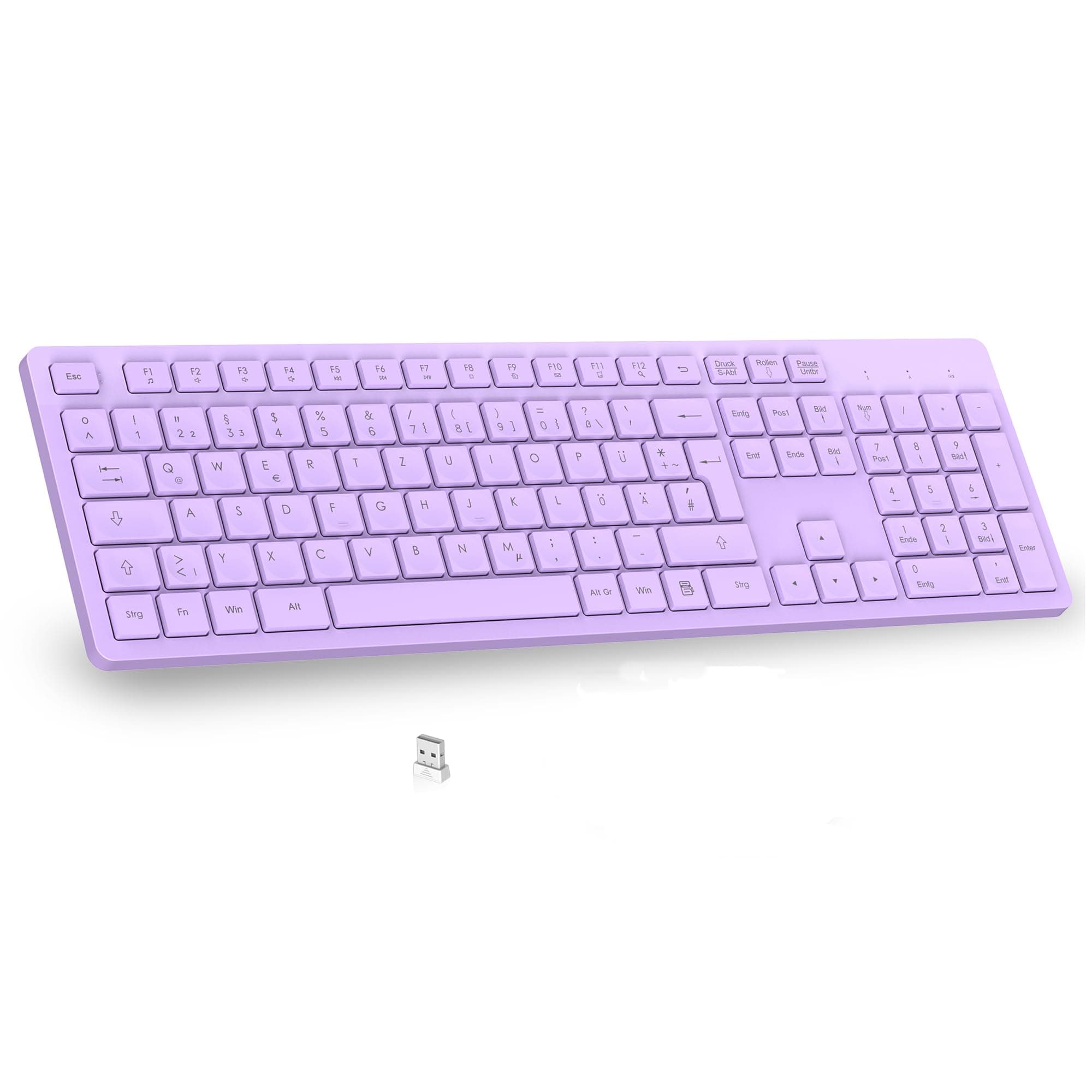 LeadsaiL Kabellose Tastatur QWERTZ Deutsche Layout USB Anschluss 2,4 GHz Funk Tastatur 🌟