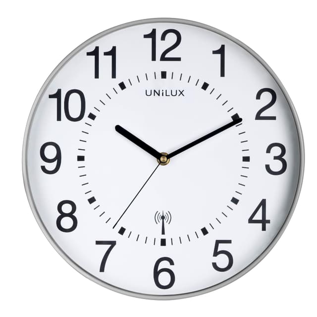 Angebot: Unilux Funk-Wanduhr Maxi Wave, 30cm, silbergrau 🕰️