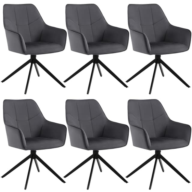 🌟 Tolles Angebot! 6er Set Esszimmerstühle aus Samt in Dunkelgrau 🪑