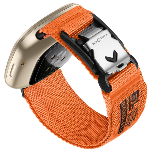 Bandletic Nylon Armband für Fitbit Versa 4/3/Sense - Orange Groß 🌟