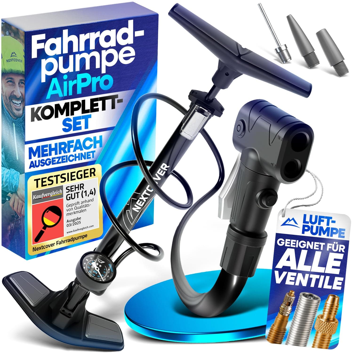 NEXTCOVER® Fahrradpumpe mit Airflow-Technologie 🚴‍♂️ | Standluftpumpe mit Manometer