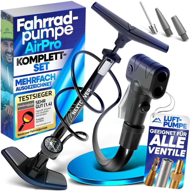 NEXTCOVER® Fahrradpumpe mit Airflow-Technologie 🚴‍♂️ | Standluftpumpe mit Manometer