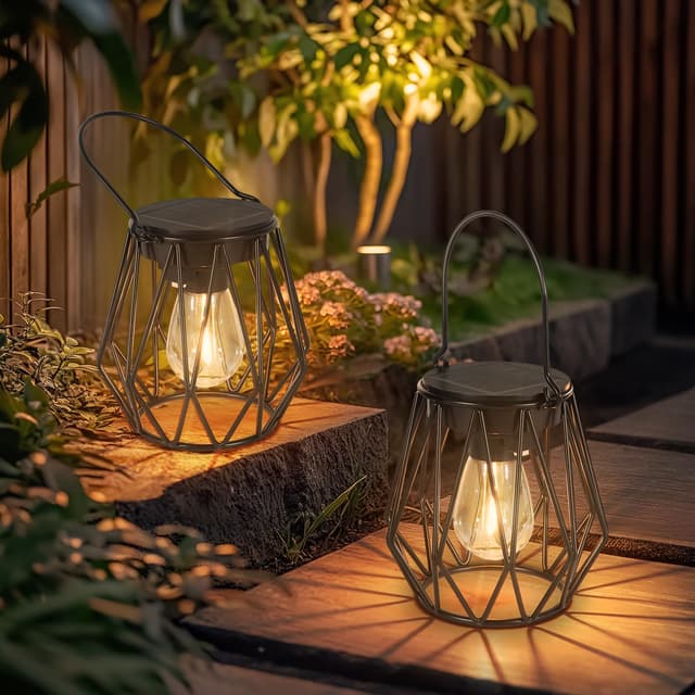 🌞 Ketom Solarlampen für Außen Hängend/Stehend, 2 Stück IP65 Wasserdicht Metall Solar Laterne 🏡