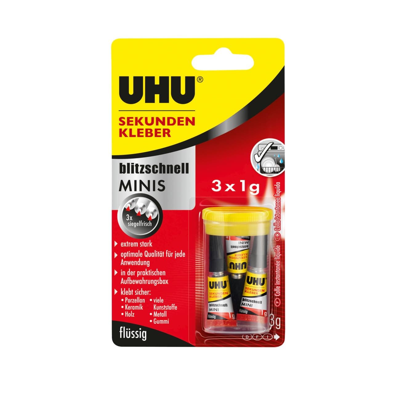 🔥 UHU Sekundenkleber blitzschnell MINIS flüssig 3x1g mit Box Angebot! 🔥