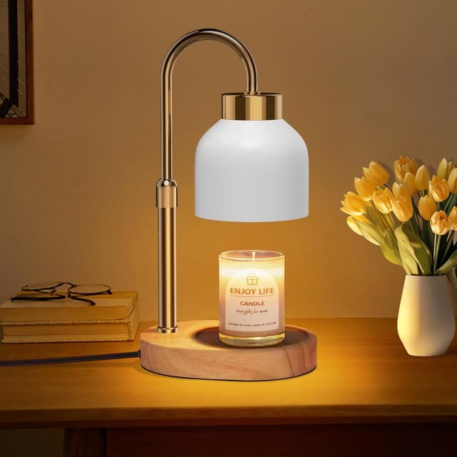 🕯️🔥 Seenlast Kerzenwärmer Lampe mit Timer und LED, Höhenverstellbar für Schlafzimmer und Yoga - Weiß