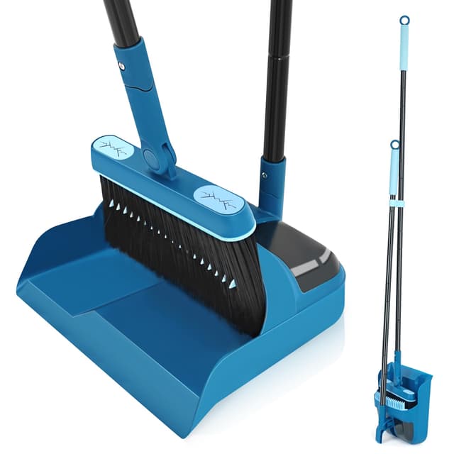 🧹🏡 Besen und Kehrschaufel Set mit Langem Stiel 138CM, 180 Grad Drehbar 🏡🧹