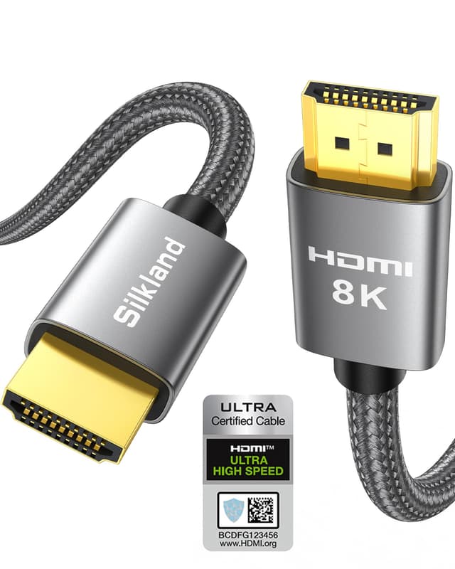 Silkland 8K HDMI 2.1 Kabel 2m - Hochgeschwindigkeitsdatenübertragung und Gaming-optimiert 🎮🎧📺
