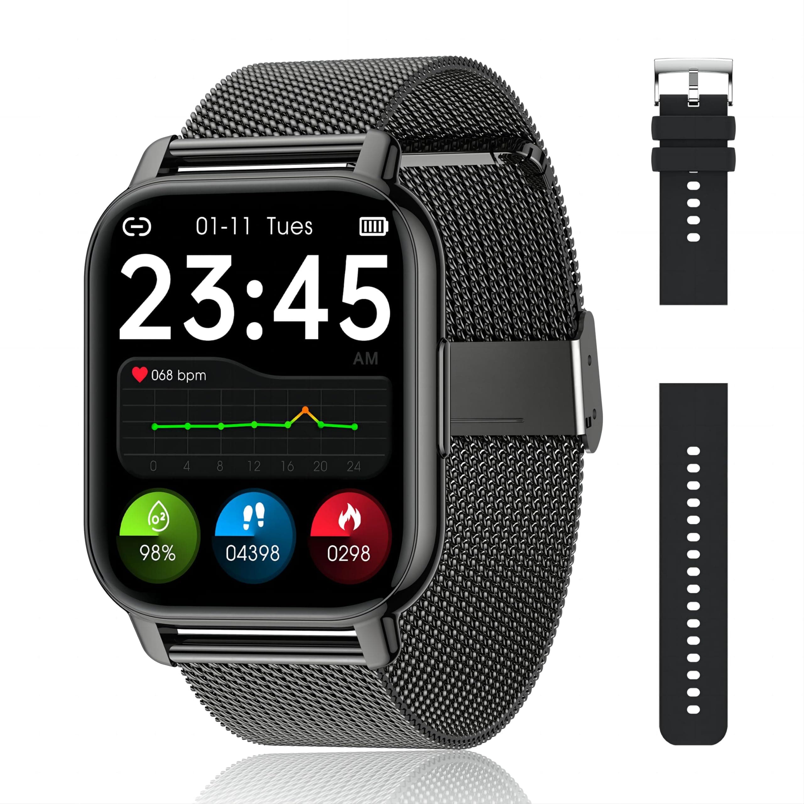 Popglory Smartwatch Herren Damen 🌟 Fitnessuhr mit Bluetooth Anrufe 📞 SpO2 Blutdruckmessung ❤️