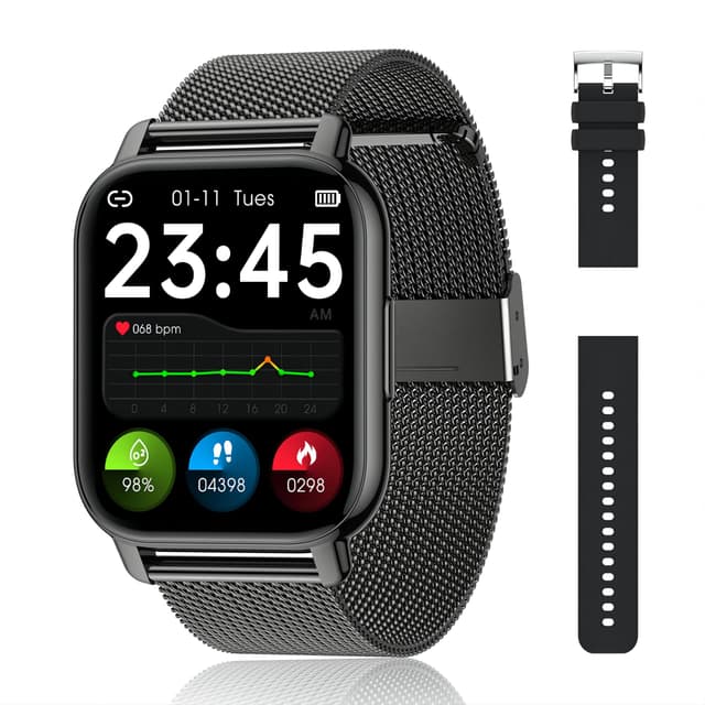Popglory Smartwatch Herren Damen 🌟 Fitnessuhr mit Bluetooth Anrufe 📞 SpO2 Blutdruckmessung ❤️