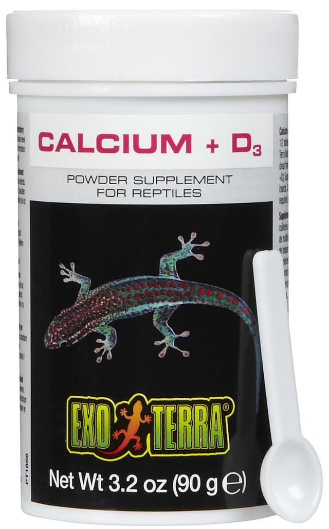 🦎 Exo Terra Puderzusatzpräparat, Calcium und Vitamin D3, Futterzusatz für Reptilien, 90g 🦎