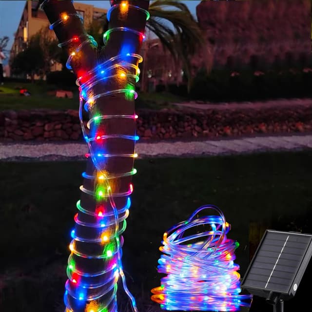 Tacobey Solar Lichtschlauch Lichterkette Außen 🌞 10M 100 LED Solar Lichterkette Seilleuchten Aussen