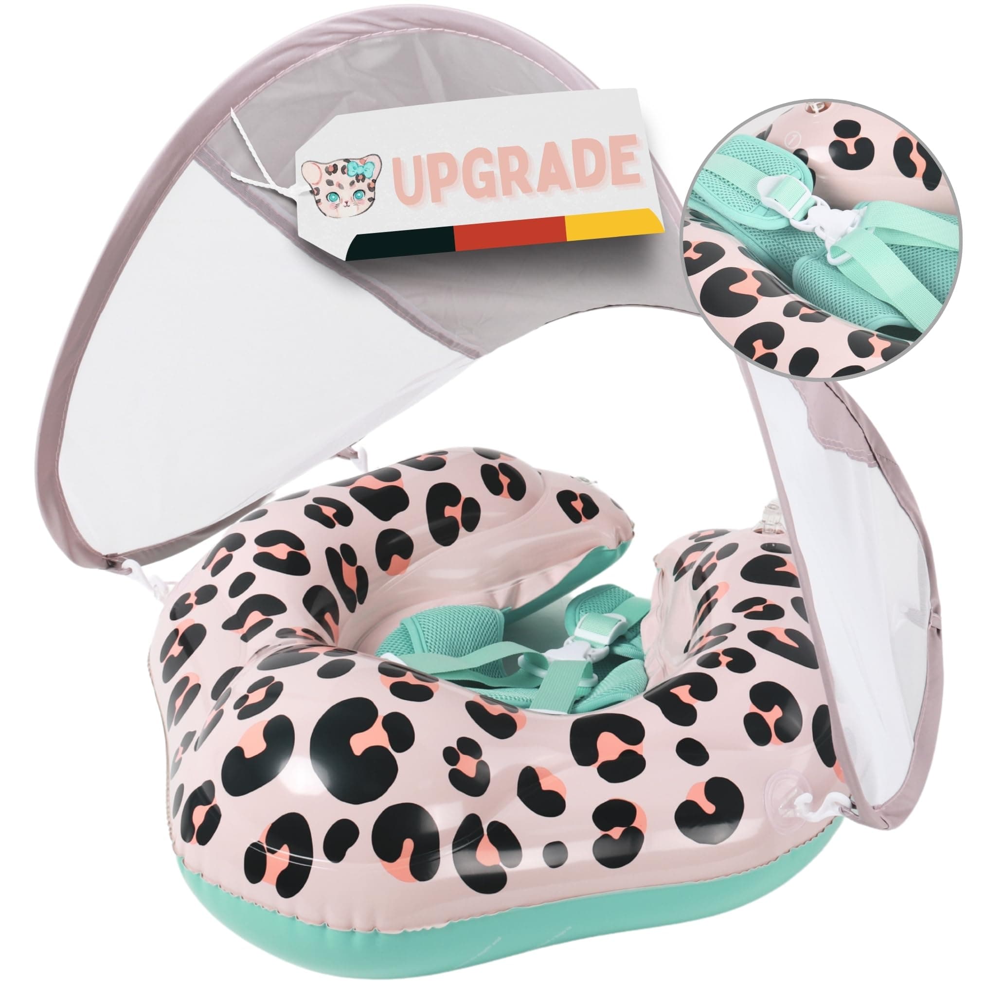 👶🌊 EDWEKIN® Premium Baby Schwimmring Leoni 2025 mit UV-Dach (UPF 50+)