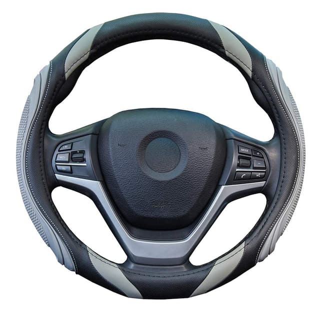 Auto Leder Lenkradbezug - Sport Universal 37-38cm Lenkradbezug, Grau 🚗
