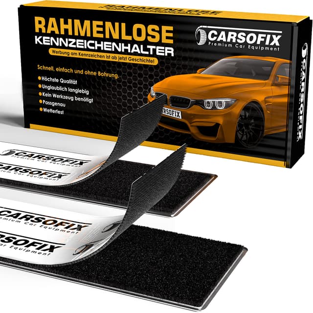 🚗 CARSOFIX© Kennzeichenhalter Rahmenlos - Nummernschildhalterung für jedes Auto 🛡️