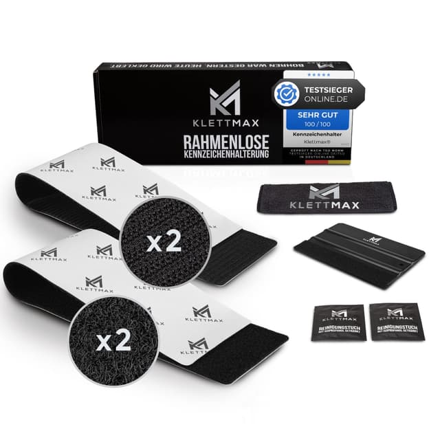 KLETTMAX® Original - Kennzeichenhalter im Set für 2 Kennzeichen