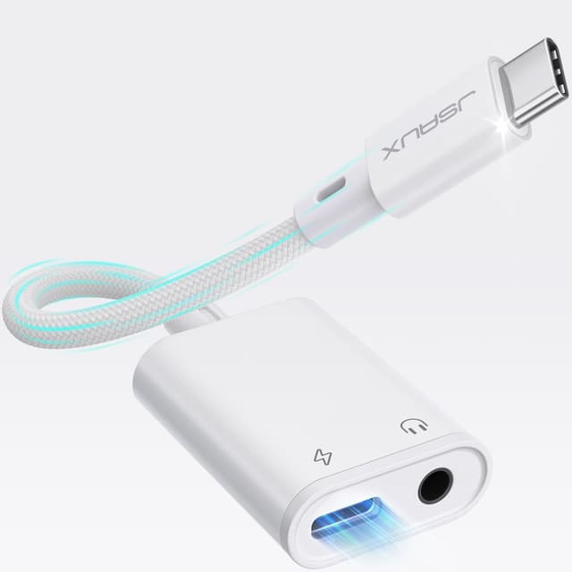 JSAUX USB C auf Klinke Adapter und Laden, 2 in 1 Typ C zu 3.5mm Kopfhörer Adapter 🎧🔋🏃‍♀️🎶💫