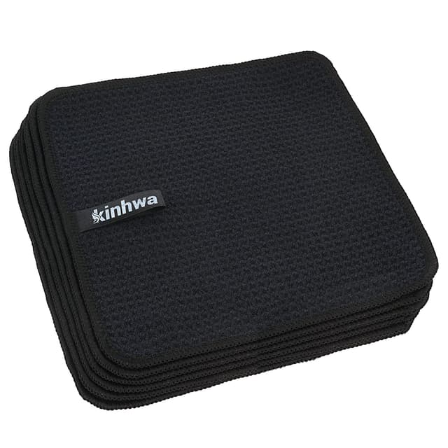 🌟 Super saugfähige Mikrofaser Geschirrtücher - 6 Stück 20x20cm Schwarz 🌟