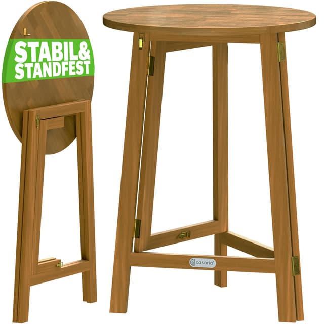Casaria® Stehtisch Holz Klappbar 110cm Hoch Ø80 cm Rund Akazie Rustikal 🌳🍻🎉