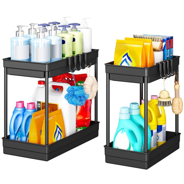 🌟 StowBin Küchen Organizer - 2er Pack Unter Waschbecken Regal 🛒