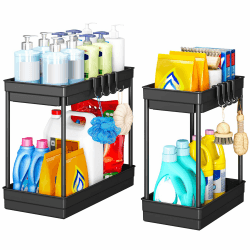 🌟 StowBin Küchen Organizer - 2er Pack Unter Waschbecken Regal 🛒 Angebot bei HelloDeals