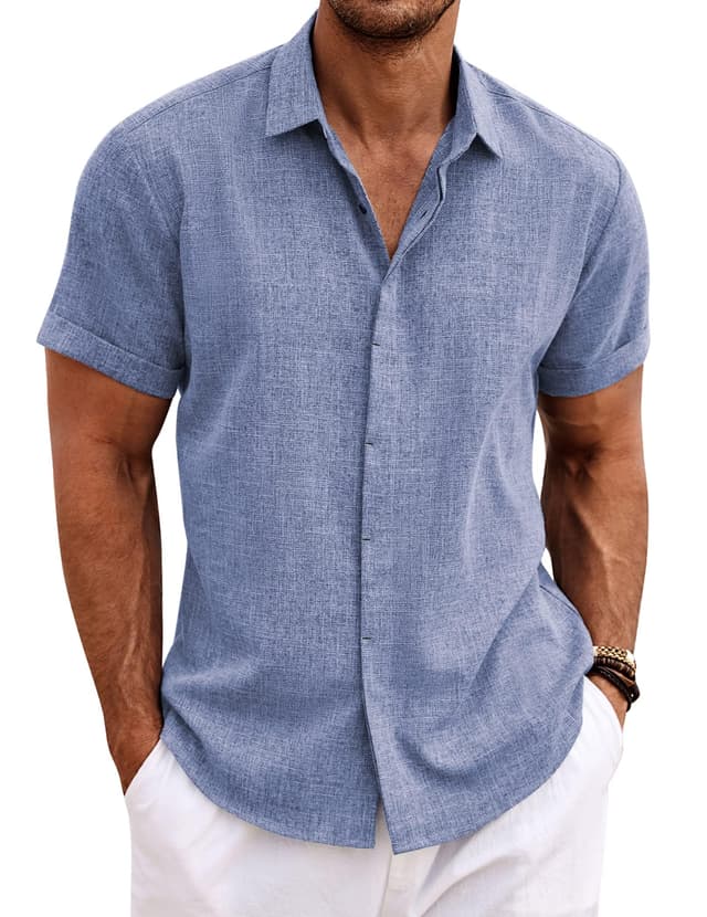 COOFANDY Leinenhemd Herren Kurzarm Hemd 👔🌴
