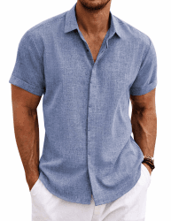 COOFANDY Leinenhemd Herren Kurzarm Hemd 👔🌴 Angebot bei HelloDeals